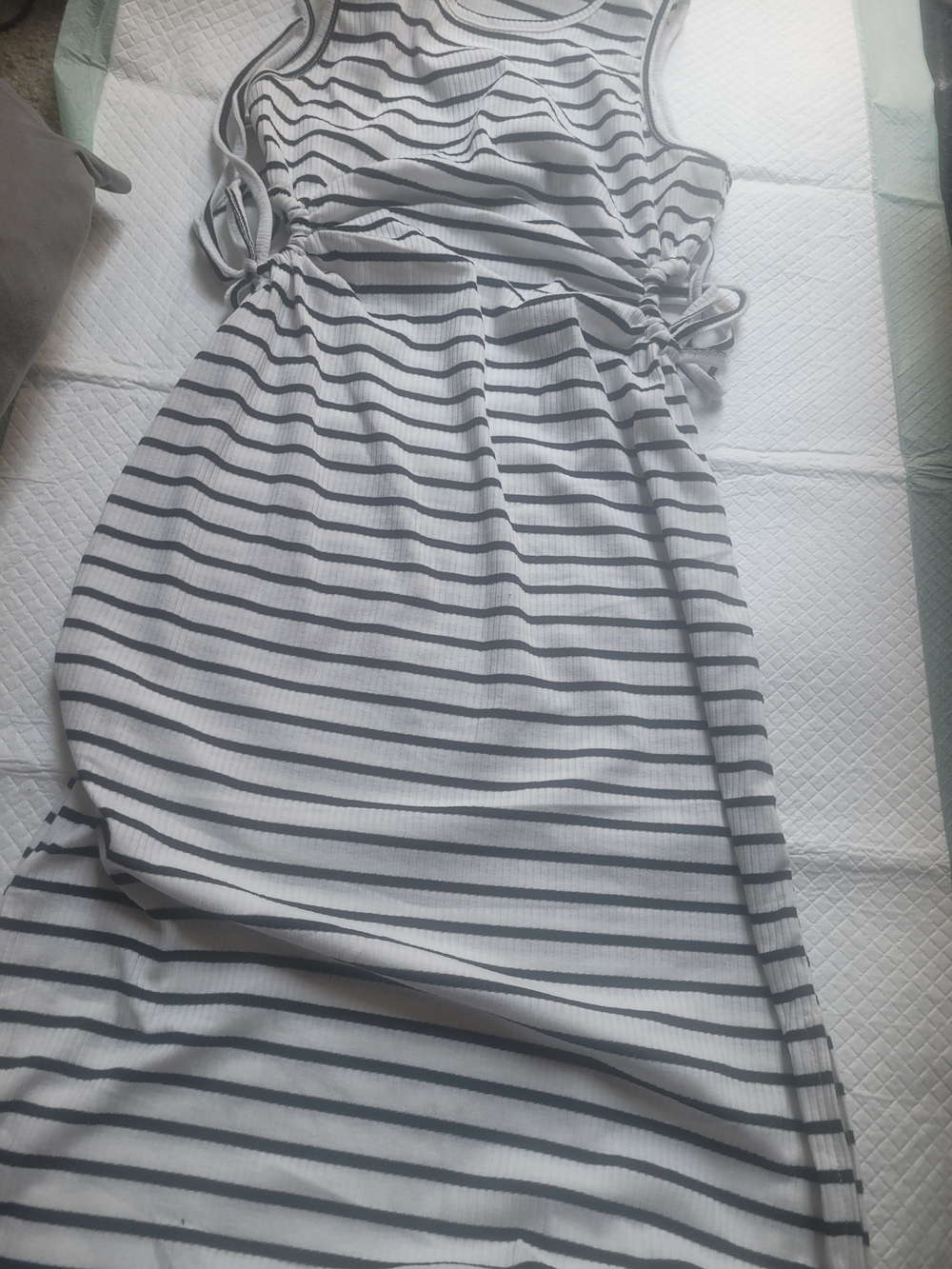 Women’s Sleeveless Stripe Maxi Dress – White & Black